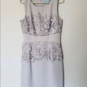 Antonio Melani Gray Lace Sheath Sleeveless Dress Women Knee Length